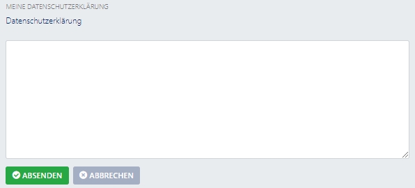 Eingabereich f&uuml;r die Datenschutzerkl&auml;rung im cardmarket Firmenprofil