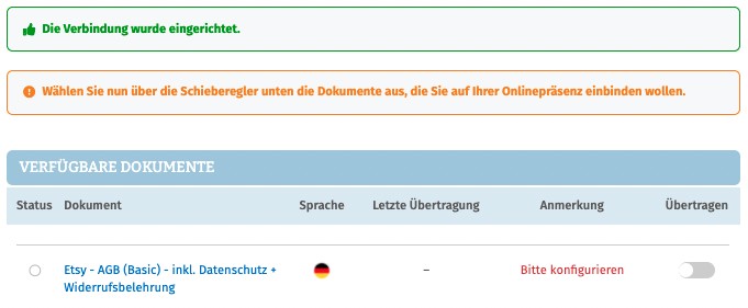 Etsy Schnittstellen &Uuml;bersicht