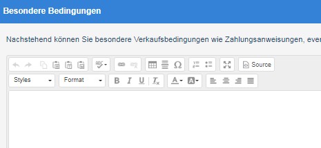Feld Besondere Bedingungen f&uuml;r weitere Rechtstexte bei Delcampe