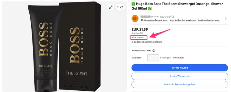 Grundpreis eBay Shower Gel 2