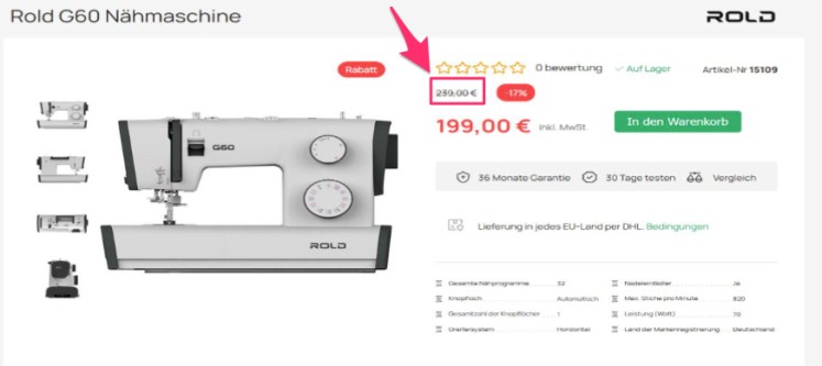 Preisgegen&uuml;berstellung Abmahnung